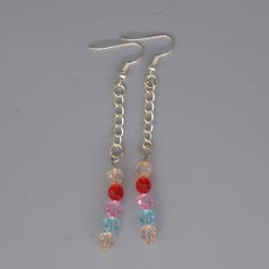 silver-tone drop earrings with a chain and faceted ball beads Width 6 mm Length 80 mm