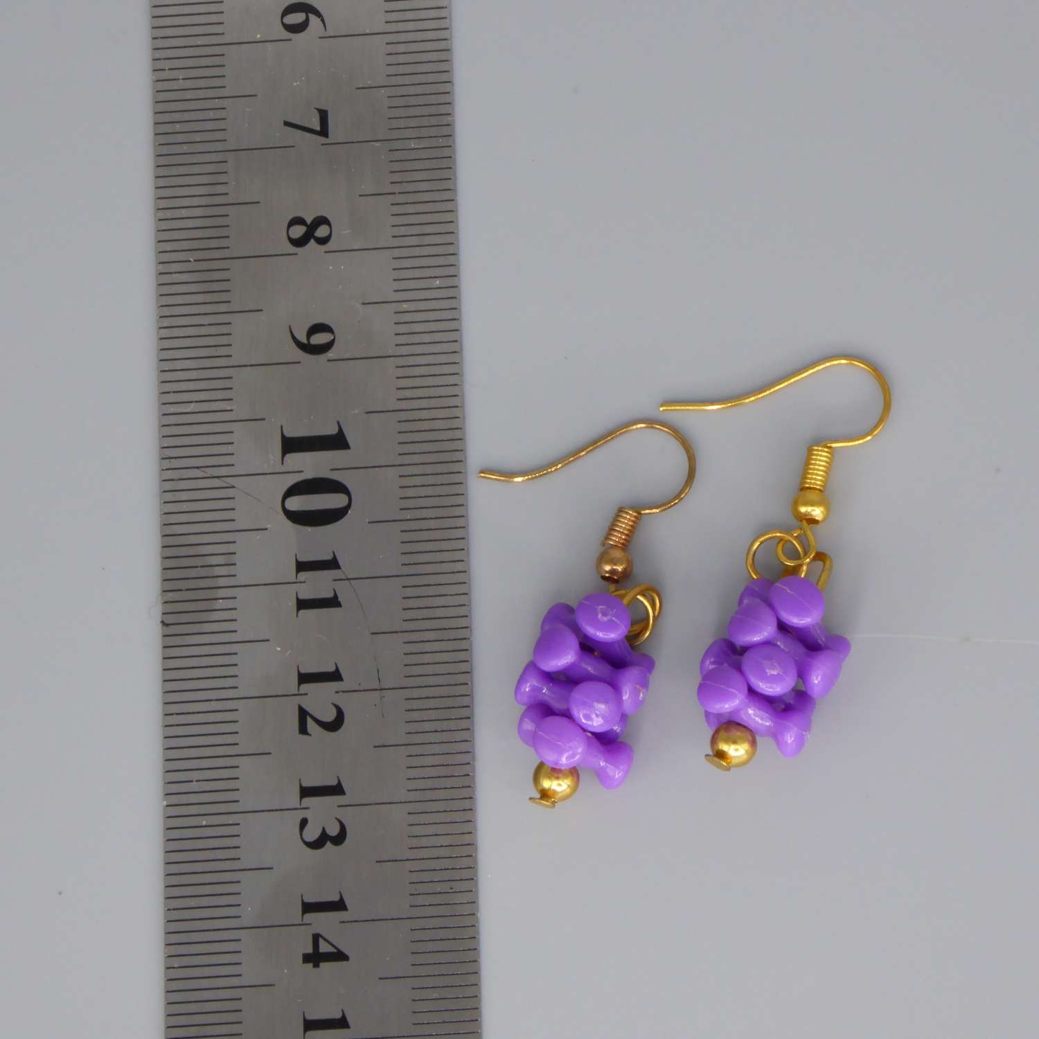 purple tri bead dangle earrings length 21mm width 9mm purple tri bead dangle earrings length 21mm width 9mm