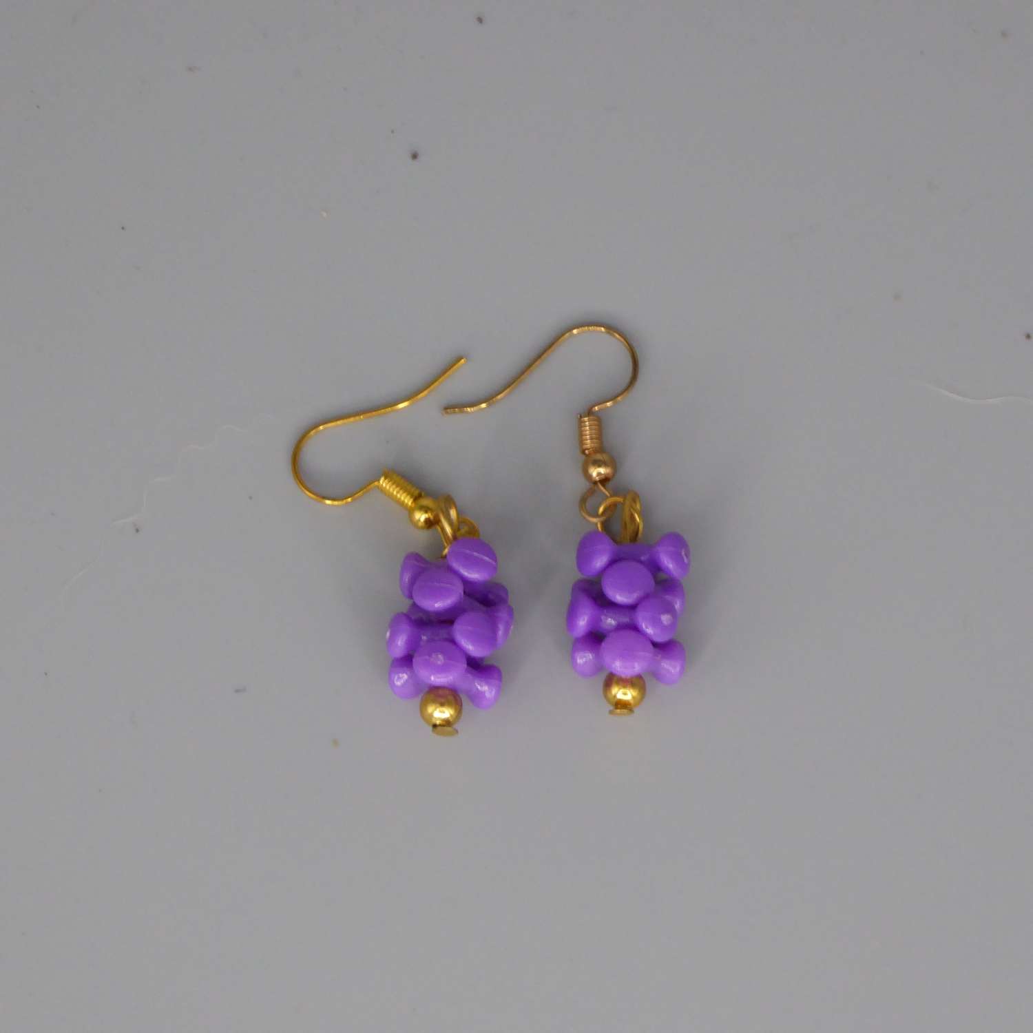 purple tri bead dangle earrings length 21mm width 9mm purple tri bead dangle earrings length 21mm width 9mm