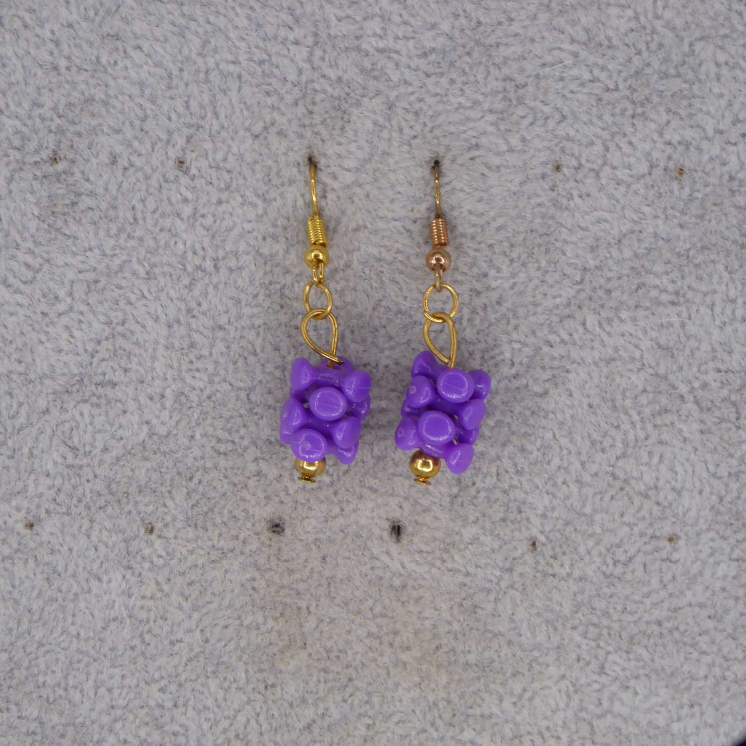 purple tri bead dangle earrings length 21mm width 9mm purple tri bead dangle earrings length 21mm width 9mm