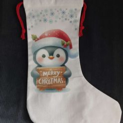 Cute Christmas Character Stocking Gift Bag – Penguin, Gingerbread, Tree & Reindeer Designs – Reusable Festive Treat Sack
