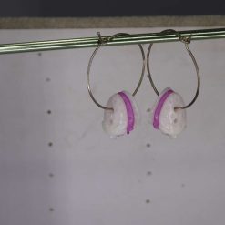 silver-plated hoop earrings with multiple acrylic strawberries. 28 mm