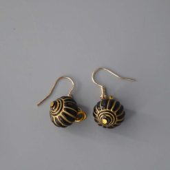 black and gold acrylic lantern-style drop earrings. length 17mm width 13mm