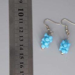 blue tri bead dangle earrings length 32mm width 10mm 2