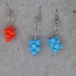 blue tri bead dangle earrings length 32mm width 10mm 1