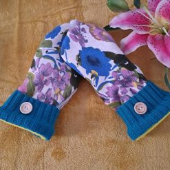 Floral Handmade Upcycled SWEATER MITTENS MITTS (SM140)