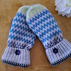 Coloured chevrons Handmade Upcycled SWEATER MITTENS MITTS (SM142)