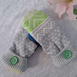 Grey Argyle Handmade Upcycled SWEATER MITTENS MITTS (SM154)