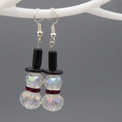 Crystal Snowman Earrings with Red Scarf length 38mm width 11mm