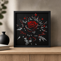 Dynamic black and red rose