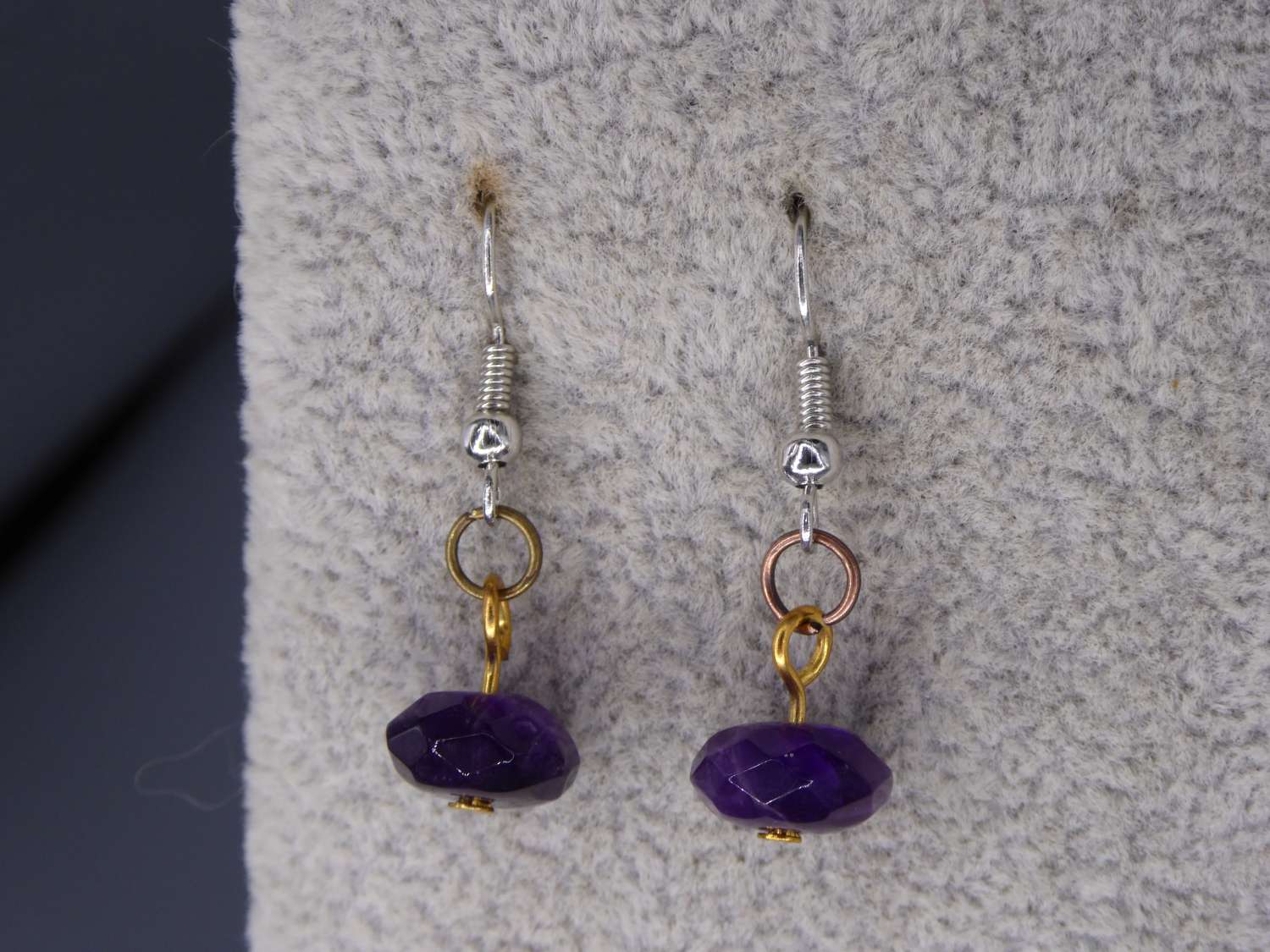 purple faceted earrings length 12mm width 8mm purple faceted earrings length 12mm width 8mm