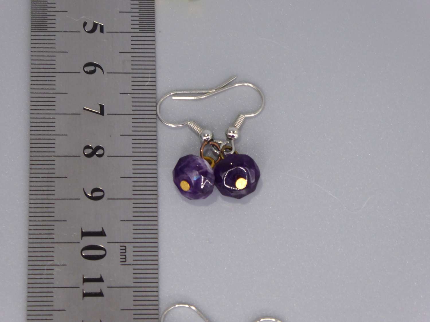 purple faceted earrings length 12mm width 8mm purple faceted earrings length 12mm width 8mm