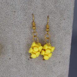 yellow tri bead dangle earrings length 22mm width 8mm 1