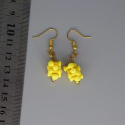 yellow tri bead dangle earrings length 22mm width 8mm 2