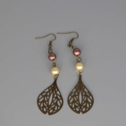 bronze and pearl drop earrings length 89mm width 24mm