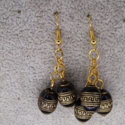 Black Barrel Acrylic Beaded earrings . length 20mm width 31mm 1 Black Barrel Acrylic Beaded earrings . length 20mm width 31mm 1