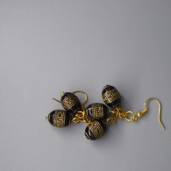Black Barrel Acrylic Beaded earrings . length 20mm width 31mm