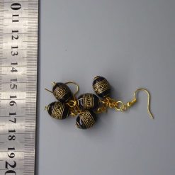 Black Barrel Acrylic Beaded earrings . length 20mm width 31mm 2 Black Barrel Acrylic Beaded earrings . length 20mm width 31mm 2