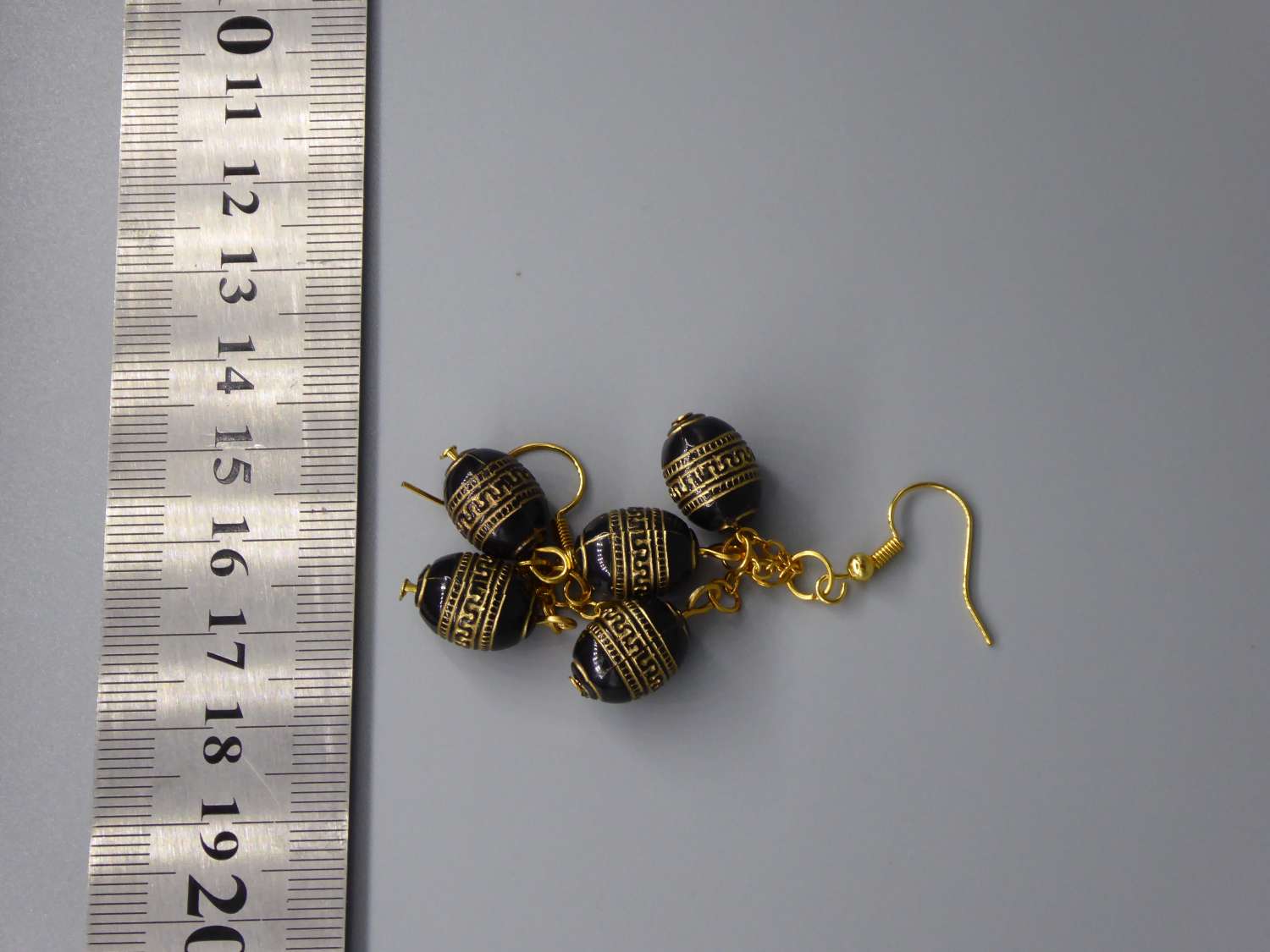 Black Barrel Acrylic Beaded earrings . length 20mm width 31mm Black Barrel Acrylic Beaded earrings . length 20mm width 31mm