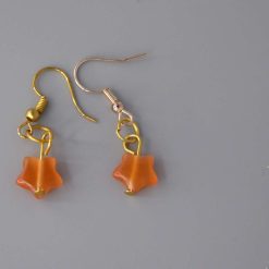 Share orange star dangle earrings length 17 mm width 9 mm