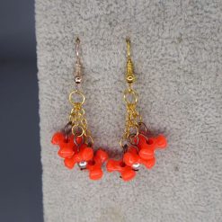 red tri bead dangle earrings length 23mm width 23mm 2 red tri bead dangle earrings length 23mm width 23mm 2