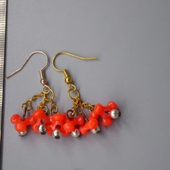 red tri bead dangle earrings length 23mm width 23mm 1 red tri bead dangle earrings length 23mm width 23mm 1