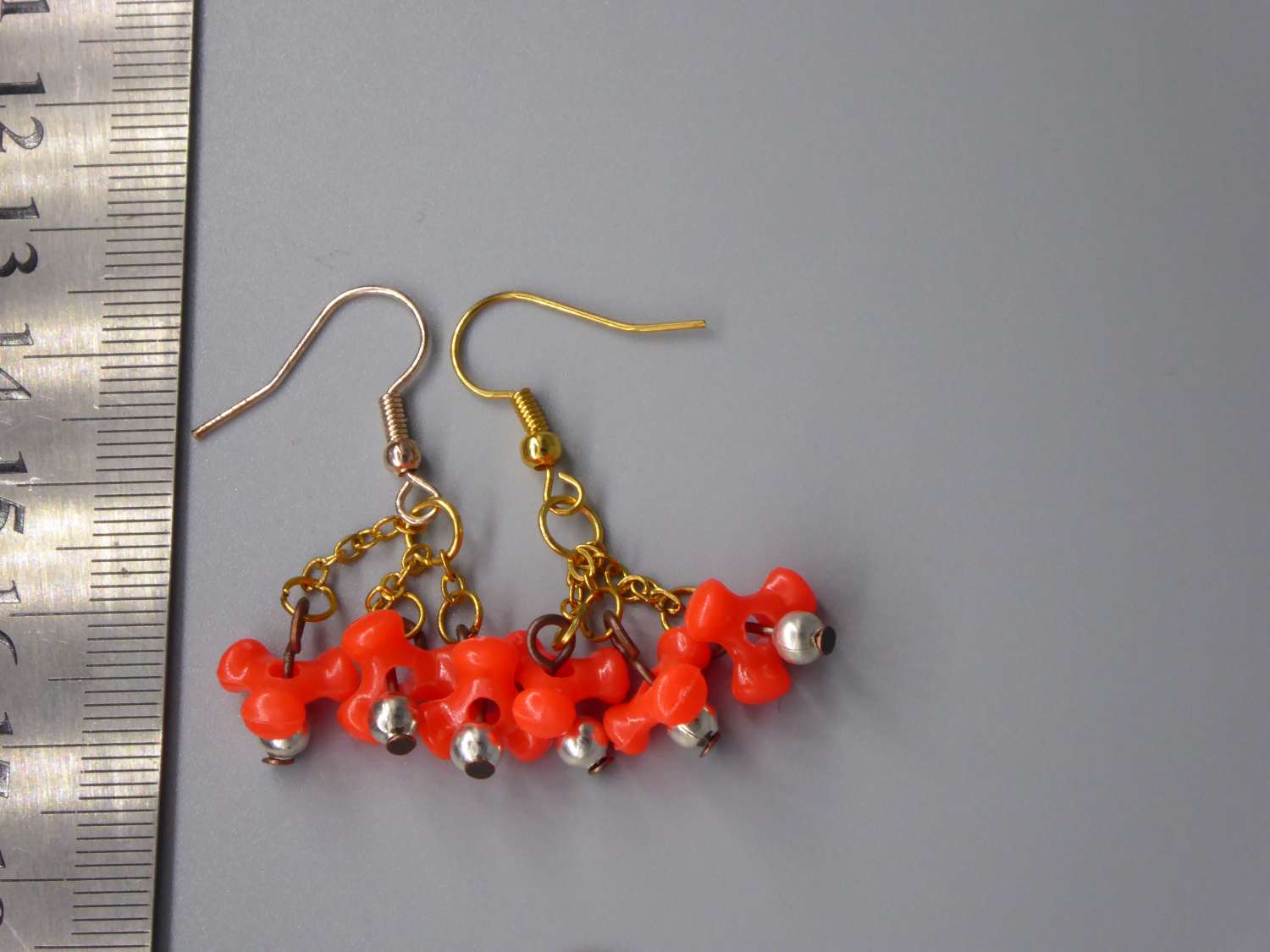 red tri bead dangle earrings length 23mm width 23mm red tri bead dangle earrings length 23mm width 23mm