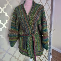 Chunky green cardigan with tie waist