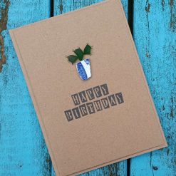 Handmade Cactus Plant Birthday Card Cornish Sea Glass Blank Card