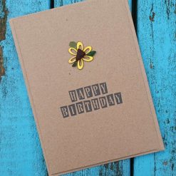 Handmade Sunflower Flower Birthday Card Cornish Sea Glass Blank Card