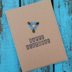 Handmade Forget Me Not Flower Birthday Card Cornish Sea Glass Blank Card