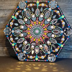 Hexagon handpainted Mandala canvas