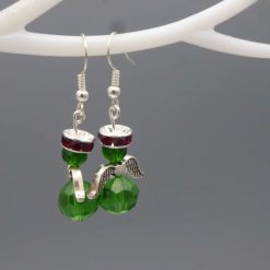 green and red angel-shaped Christmas earrings length 25mm width 20mm