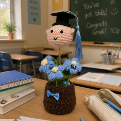 Graduation Crochet Flower Pot – Graduation Gift