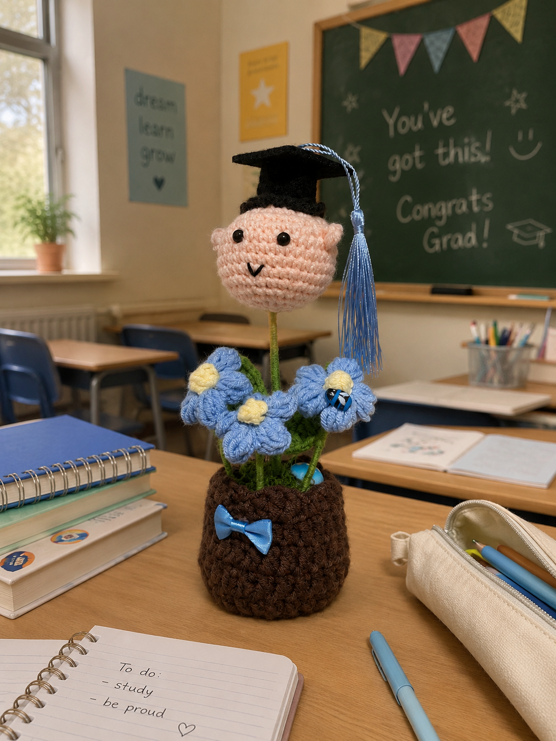 Graduation Crochet Flower Pot – Graduation Gift Graduation Crochet Flower Pot – Graduation Gift