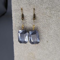 grey glass dangle earrings length 23mm width 13mm 1 grey glass dangle earrings length 23mm width 13mm 1