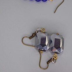 grey glass dangle earrings length 23mm width 13mm