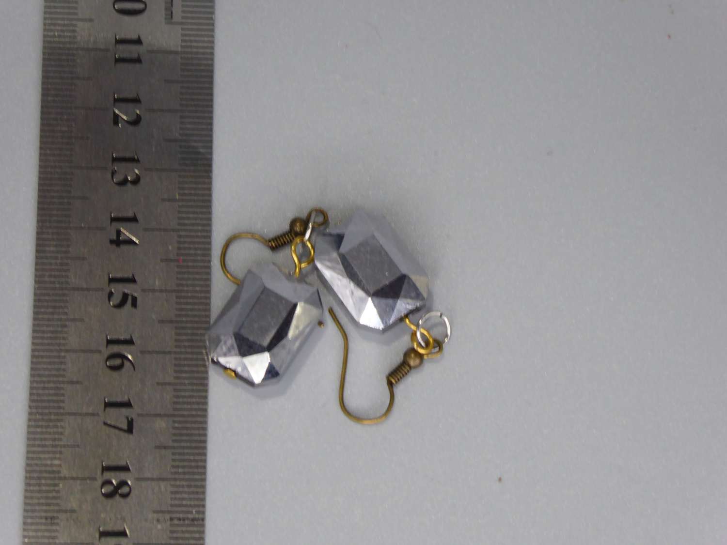 grey glass dangle earrings length 23mm width 13mm grey glass dangle earrings length 23mm width 13mm