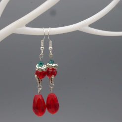 red and teal Christmas light bulb dangle earrings length 40mm width 20mm