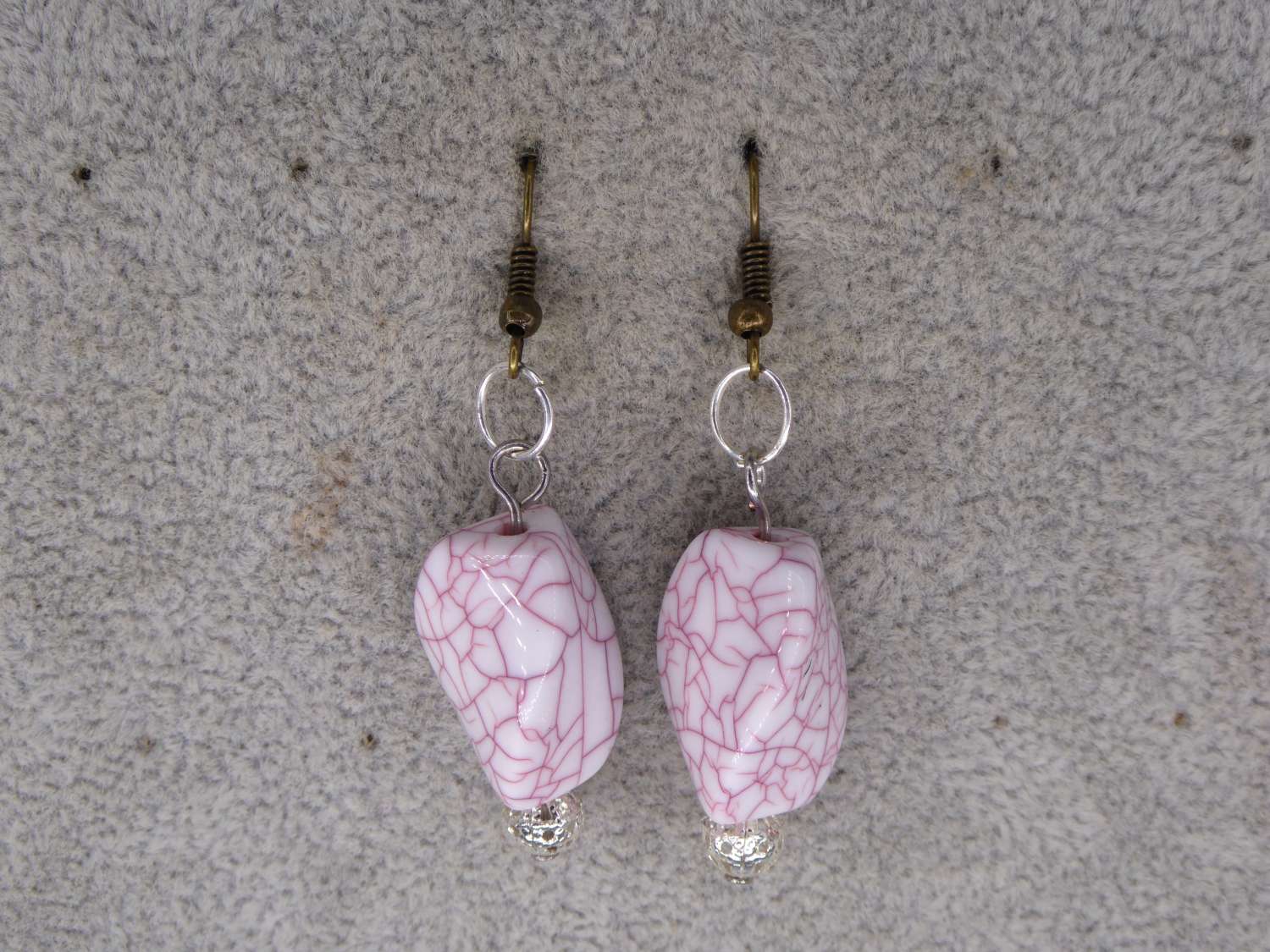 white and pink earrings length 31mm width 13mm white and pink earrings length 31mm width 13mm