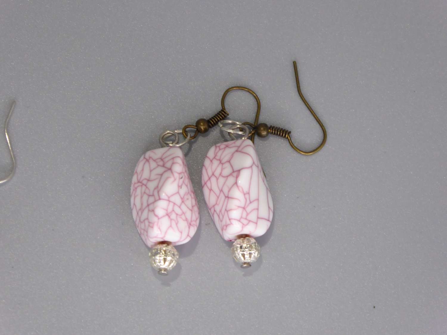 white and pink earrings length 31mm width 13mm white and pink earrings length 31mm width 13mm