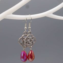 silver-toned Celtic knot drop earrings length 40mm width 35mm
