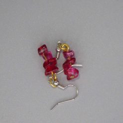 Red Chip Beaded earrings length 20mm width 8mm