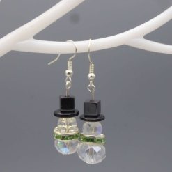 Emerald Snowman Christmas Earring length 11mm width 24mm
