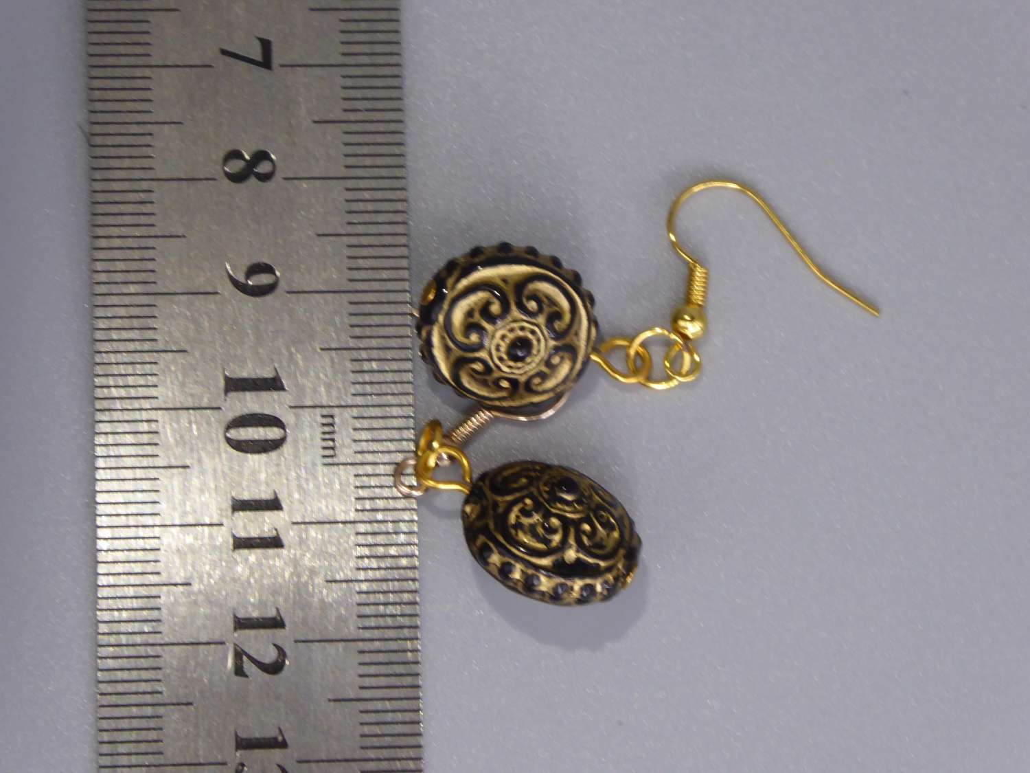 black and bronze beaded earrings length 20mm width 14mm black and bronze beaded earrings length 20mm width 14mm