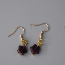 dark purple star dangle earrings length 18 mm width 9 mm