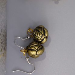 puffed flower beaded earrings length 20mm width 15mm