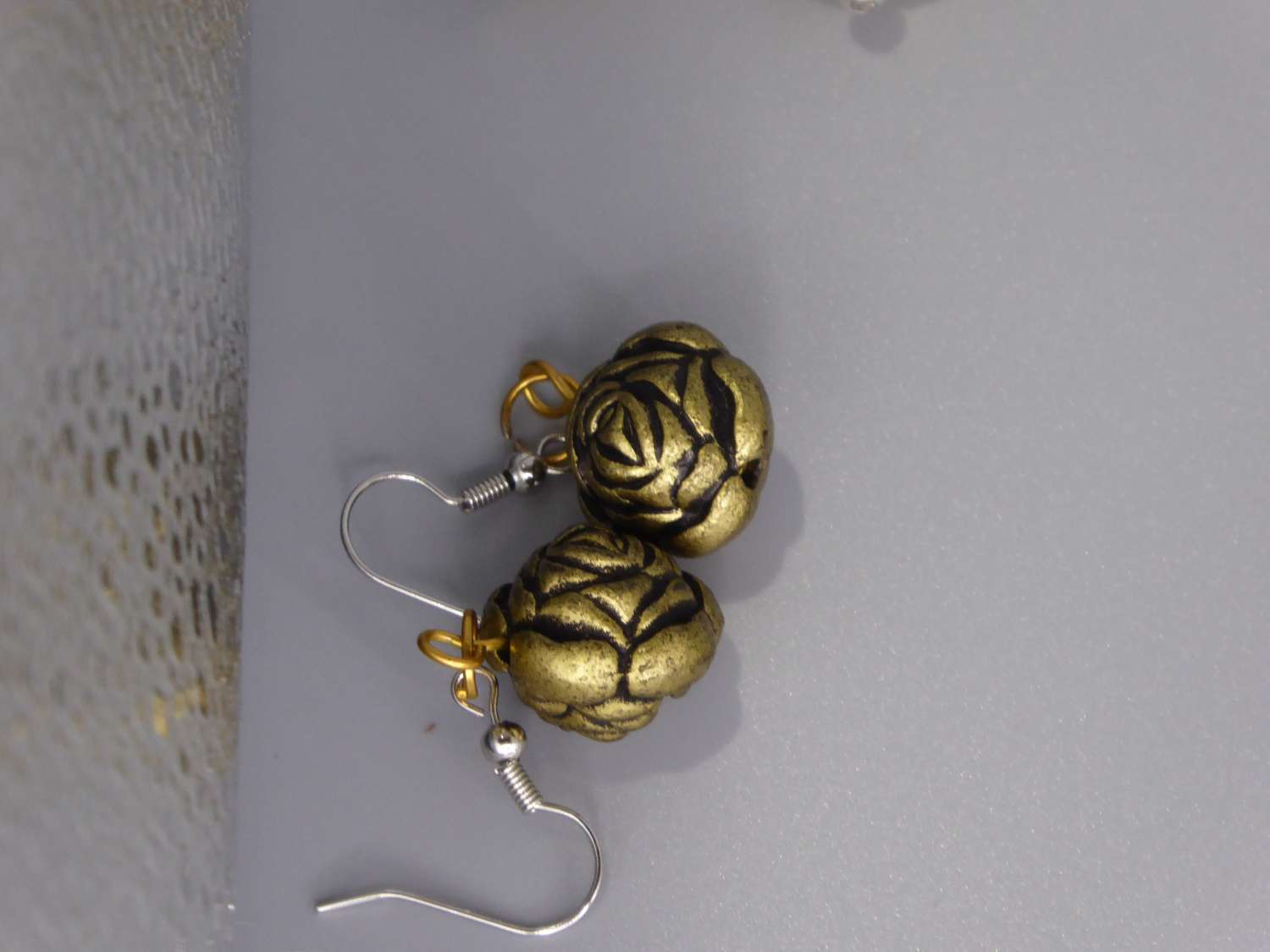 puffed flower beaded earrings length 20mm width 15mm puffed flower beaded earrings length 20mm width 15mm