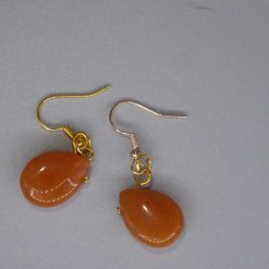 carnelian or red aventurine gemstone earrings length 20mm width 13mm