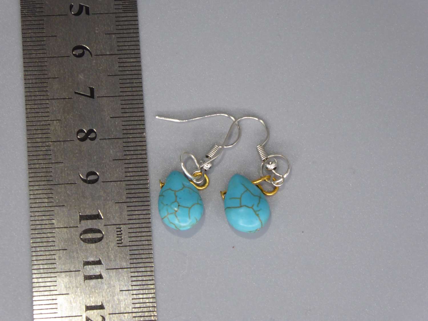 turquoise drop earrings. length 13mm width 10mm turquoise drop earrings. length 13mm width 10mm